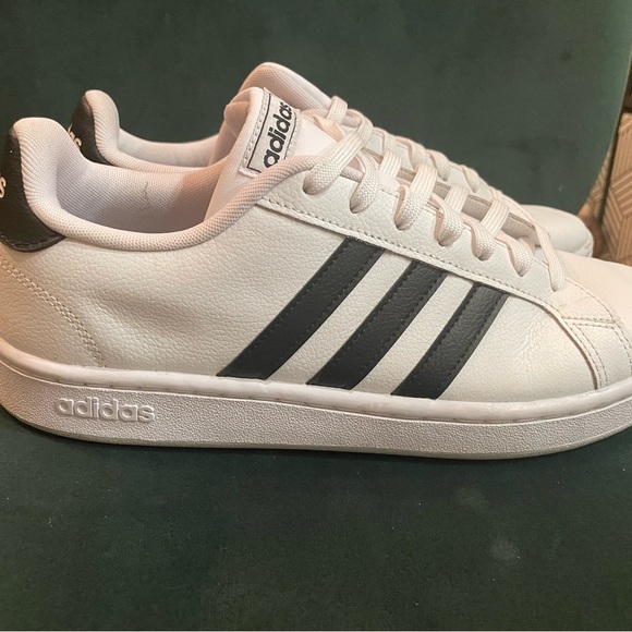 adidas Men's White and Black grand court sneakers - Picture 3 of 9